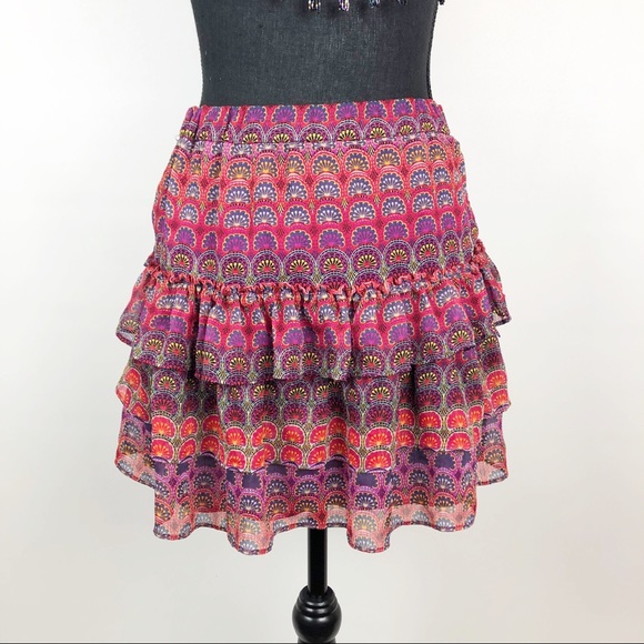 Express | Boho Ruffle Skirt | S - Picture 1 of 6